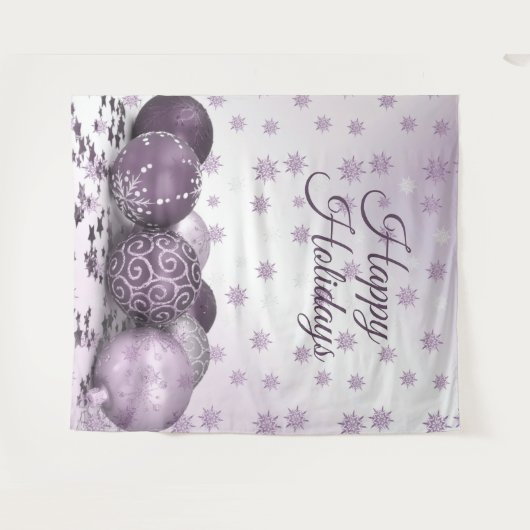 kerstfeestroze Paarse sierschilfers Wandkleed (Voorkant (horizontaal))