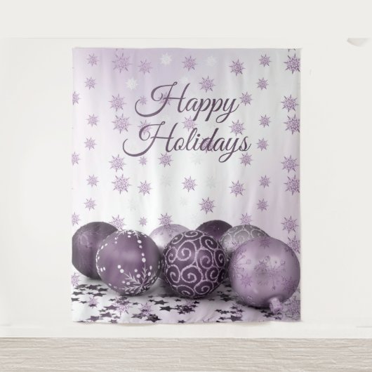 kerstfeestroze Paarse sierschilfers Wandkleed (Voorkant)