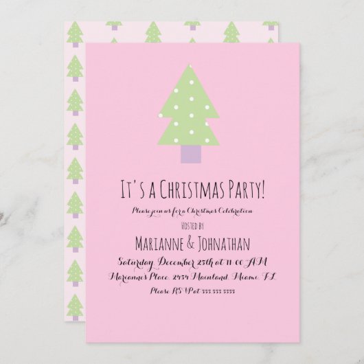 kerstfeestroze pastboom kaart (Voorkant / Achterkant)