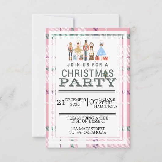 kerstfeestroze voedingskraker ballet kaart (Voorkant)