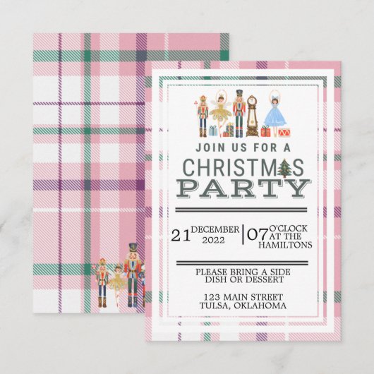 kerstfeestroze voedingskraker ballet kaart (Voorkant / Achterkant)