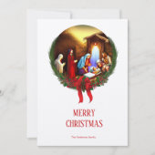 kerstfeestscène, Heilige Kerstmis Feestdagenkaart (Voorkant)