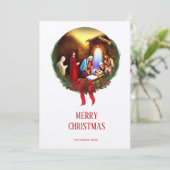 kerstfeestscène, Heilige Kerstmis Feestdagenkaart (Staand voorkant)