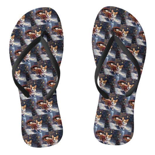 Kerstfeestseizoen van de Corgi Teenslippers (Voetbed)