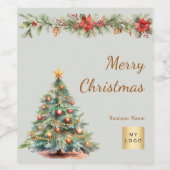 Kerstfeestslinger bloemcrème kerstfeest bedrijf wijn etiket (Enkel label)