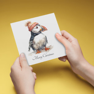 Kerstfeeststationery met vrolijke Papegaaiduiker Kaart