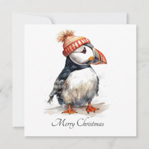 Kerstfeeststationery met vrolijke Papegaaiduiker Kaart