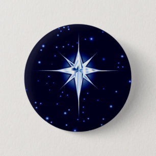 kerstfeestster ronde button 5,7 cm