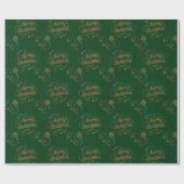  kerstfeeststerren met groen script cadeaupapier (Vlak)