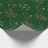  kerstfeeststerren met groen script cadeaupapier (Hoek)