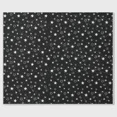 Kerstfeeststerren sneeuwwit zwart patroon cadeaupapier (Vlak)