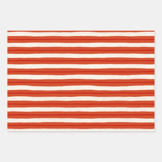 Kerstfeeststrepen, getextureerd in rood en wit inpakpapier vel (Voorkant 3)