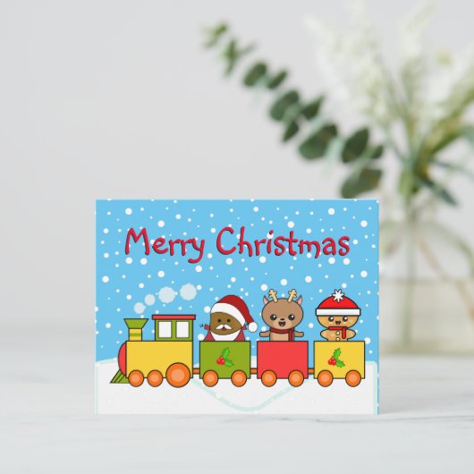 Kerstfeesttrein Briefkaart (Staand voorkant)