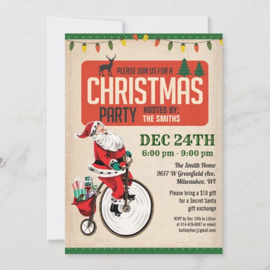 kerstfeestuitnodiging kaart (Voorkant)