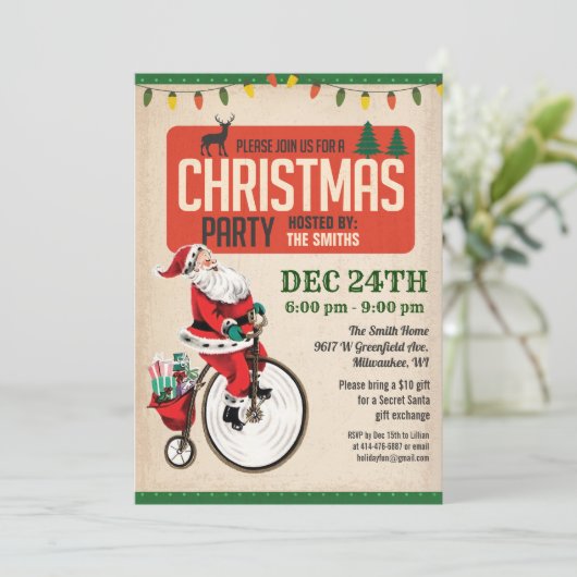  kerstfeestuitnodiging kaart (Staand voorkant)