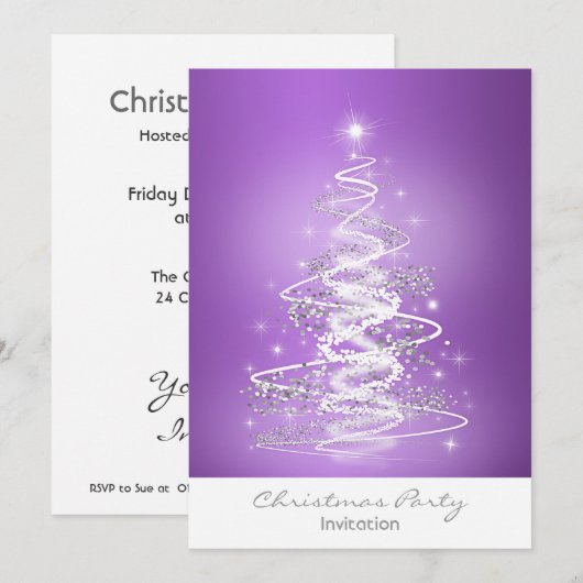 kerstfeestuitnodiging met Paarse bomen Kaart (Voorkant / Achterkant)