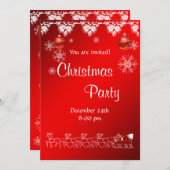 kerstfeestuitnodiging rood kaart (Voorkant / Achterkant)