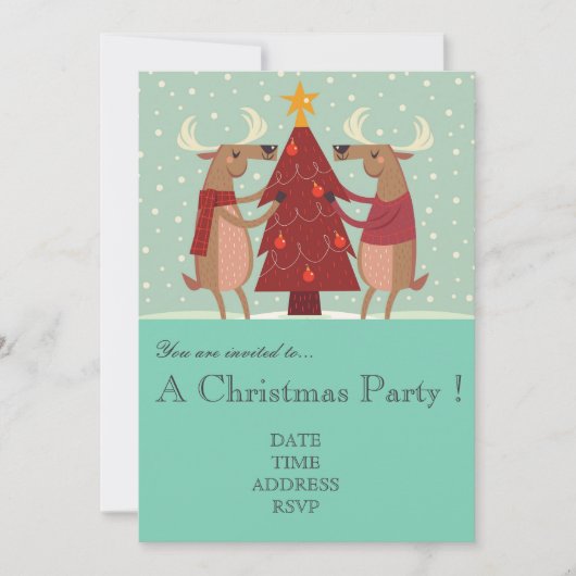  kerstfeestuitnodiging voor rendieren kaart (Voorkant)
