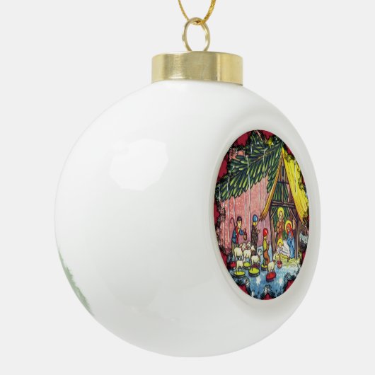 kerstfeestversiering keramische bal ornament (Links)