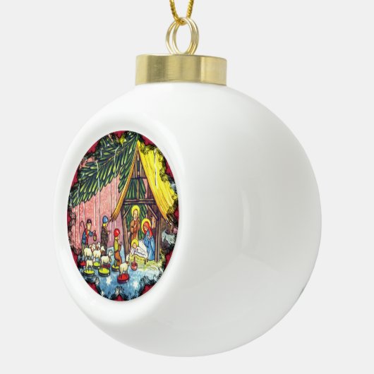 kerstfeestversiering keramische bal ornament (Rechts)