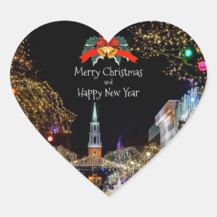 Kerstfeestvieren, felle lichten en blaasjes hart sticker