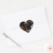 Kerstfeestvieren, felle lichten en blaasjes hart sticker (Envelop)