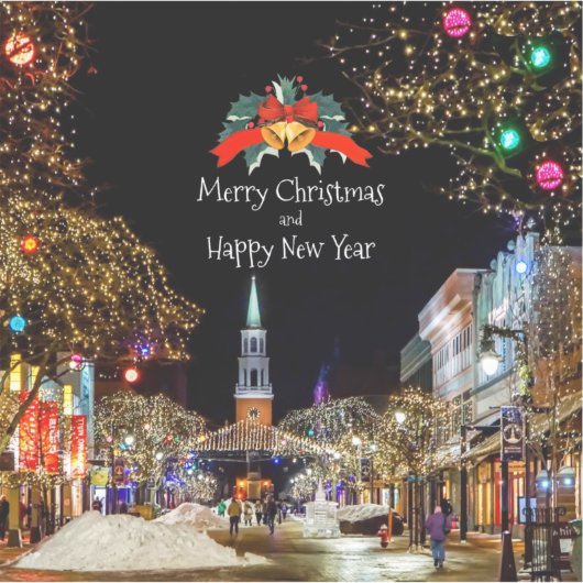 Kerstfeestvieren, felle lichten en blaasjes sticker (Voorkant)