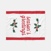 kerstfeestvieren Holly Berries Seizoensgroeten Fleece Deken (Voorkant (Horizontaal))