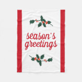 kerstfeestvieren Holly Berries Seizoensgroeten Fleece Deken (Voorkant)