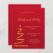 Kerstfeestviering uitnodiging in rood goud modern  (Voorkant / Achterkant)