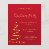 Kerstfeestviering uitnodiging in rood goud modern  (Voorkant)