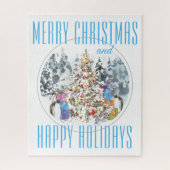 Kerstfeestviering van pinguïns 40x50cm legpuzzel (Verticaal)