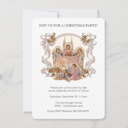 Kerstfeestviering voor Jezus Uitnodiging (Voorkant)