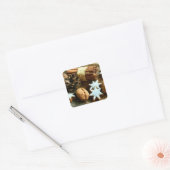kerstfeestvoedsel. Kaneel, noten en sterren Vierkante Sticker (Envelop)