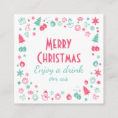 kerstfeestvrije Drink Voucher Vierkante Visitekaartje (Voorkant)