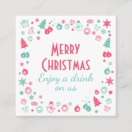 kerstfeestvrije Drink Voucher Vierkante Visitekaartje (Voorkant)