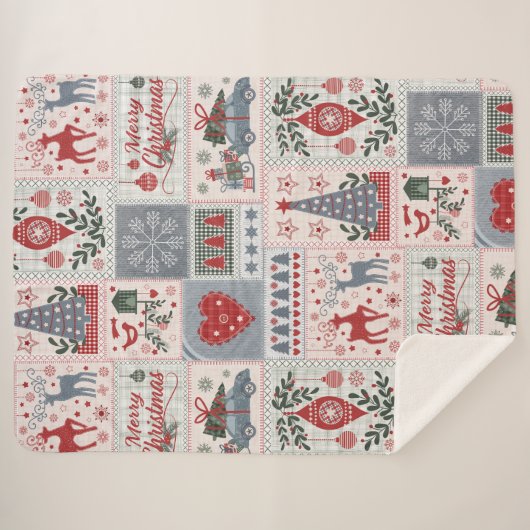 kerstfeestwerk sherpa deken (Voorkant (horizontaal))