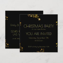 Kerstfeestzwarte gouden decoratieve kristallen kaart