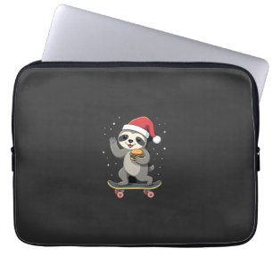 KERSTFENAAR Grappige Kerst Skateboard Luiaard ( Laptop Sleeve