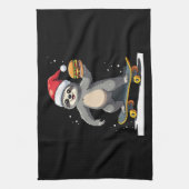 KERSTFENAAR Grappige Kerst Skateboard Luiaard ( Theedoek (Verticaal)