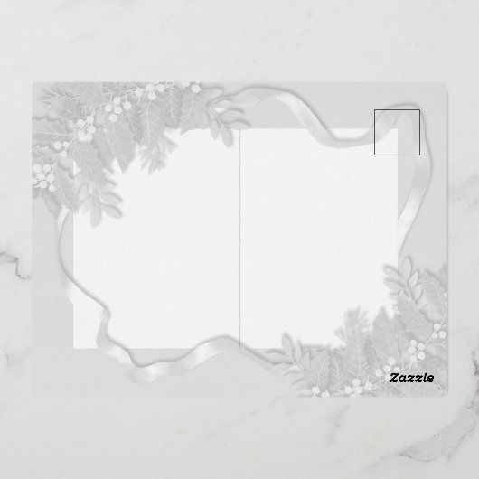 Kerstfestival lint Foto rood blauw Folie Feestdagen Briefkaart (Achterkant)