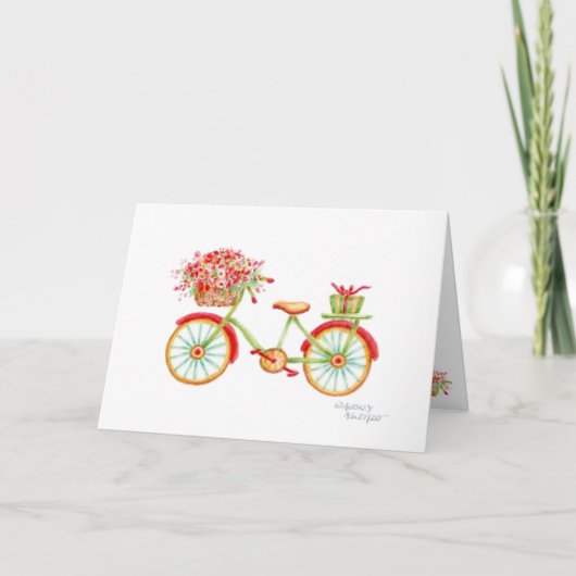 Kerstfiets Bloemstuk Lege Kaart (Voorkant)