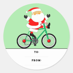 Kerstfiets Cadeaubijslager Ronde Sticker