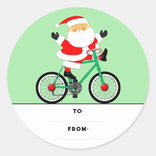 Kerstfiets Cadeaubijslager Ronde Sticker (Voorkant)