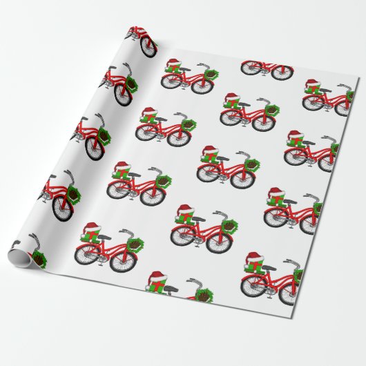 kerstfiets cadeaupapier (Uitgerold)