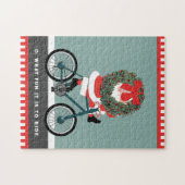 Kerstfietsen met feestdag cadeau legpuzzel (Horizontaal)