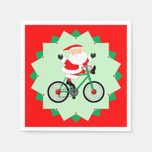Kerstfietser Vakantiefietsfeest Servet (Voorkant)