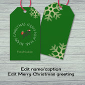 Kerstfietstekst groen cadeaulabel