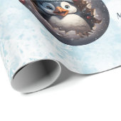Kerstfiguren 3D Sneeuw Wereldbollen Wrapping Paper Cadeaupapier (Rol Hoek)