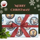 Kerstfiguren 3D Sneeuw Wereldbollen Wrapping Paper Cadeaupapier